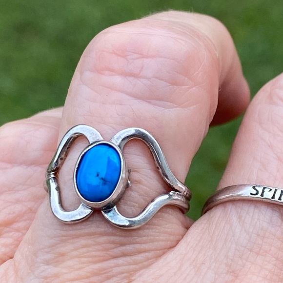 Vintage Genuine Turquoise silver ring size 7 - Picture 5 of 11